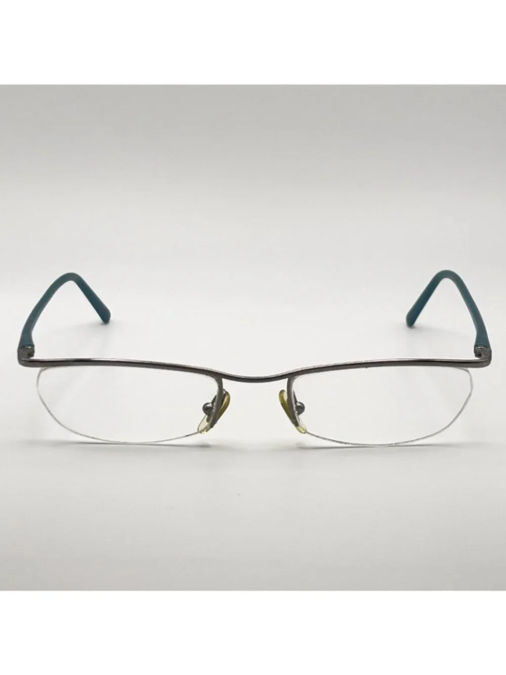 Ray Ban RB 6081 2551 Half Rim Eyeglass Frames Silver Blue 50-19-135 Case Italy